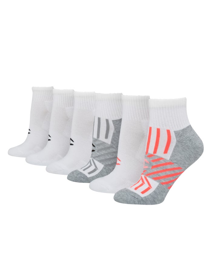 Champion Womens Socks NZ - Performance Ankle 6-Pairs White/Pink ( 6857-EACBY )